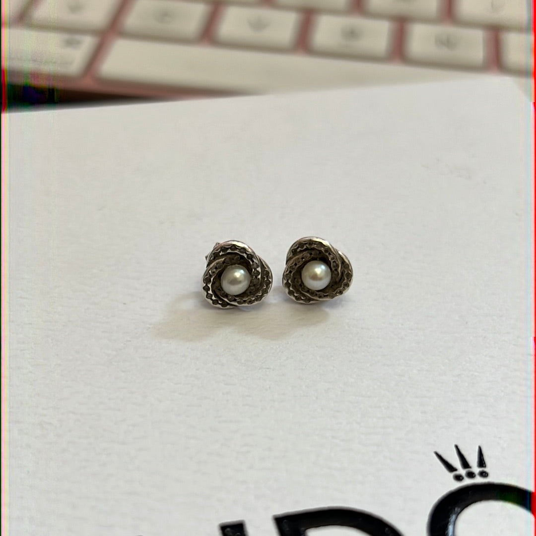 Genuine Pandora Shimmering Pave Pearl Earrings