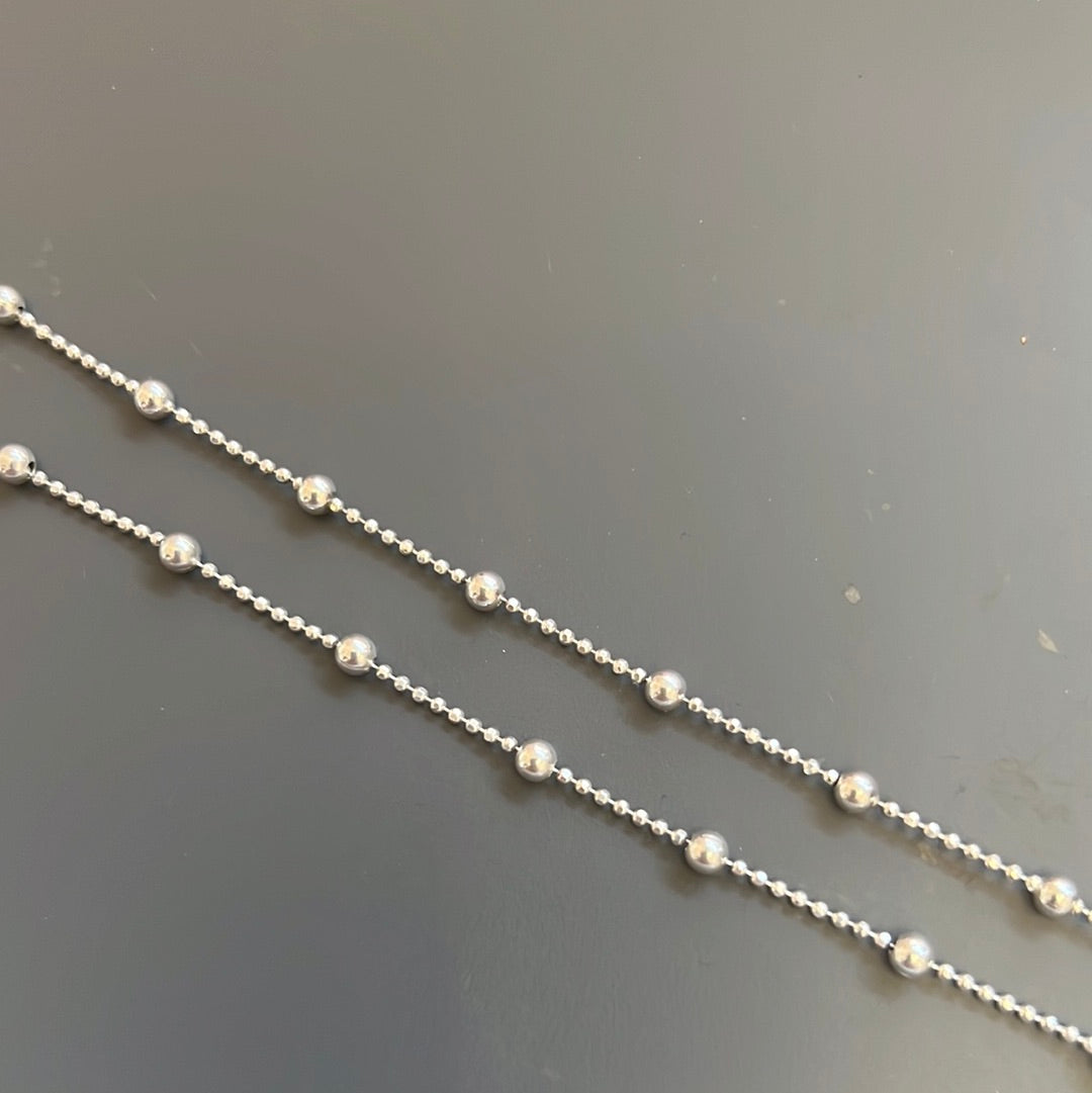 Sterling Silver Slider Beaded Dainty Bracelet 19cm