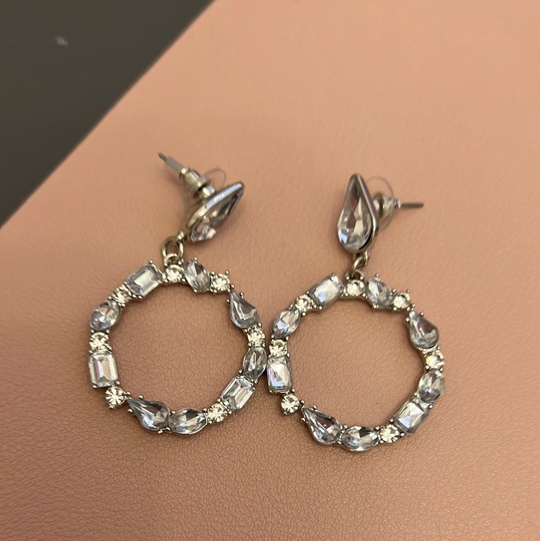 Silver Plated Large CZ Hoop Earrings