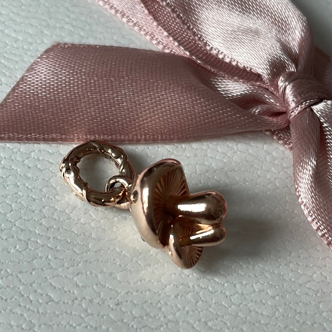 Genuine Pandora Rose Gold Pave Mushroom Charm Dangle
