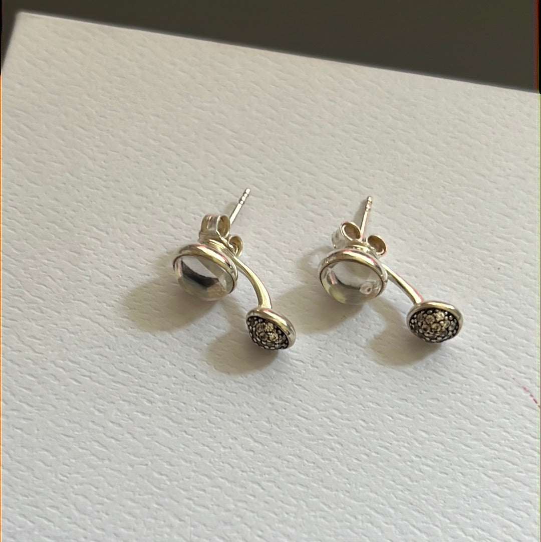 Genuine Pandora Dazzling Poetic Droplet Clear and Dangle Pave Circle Earrings