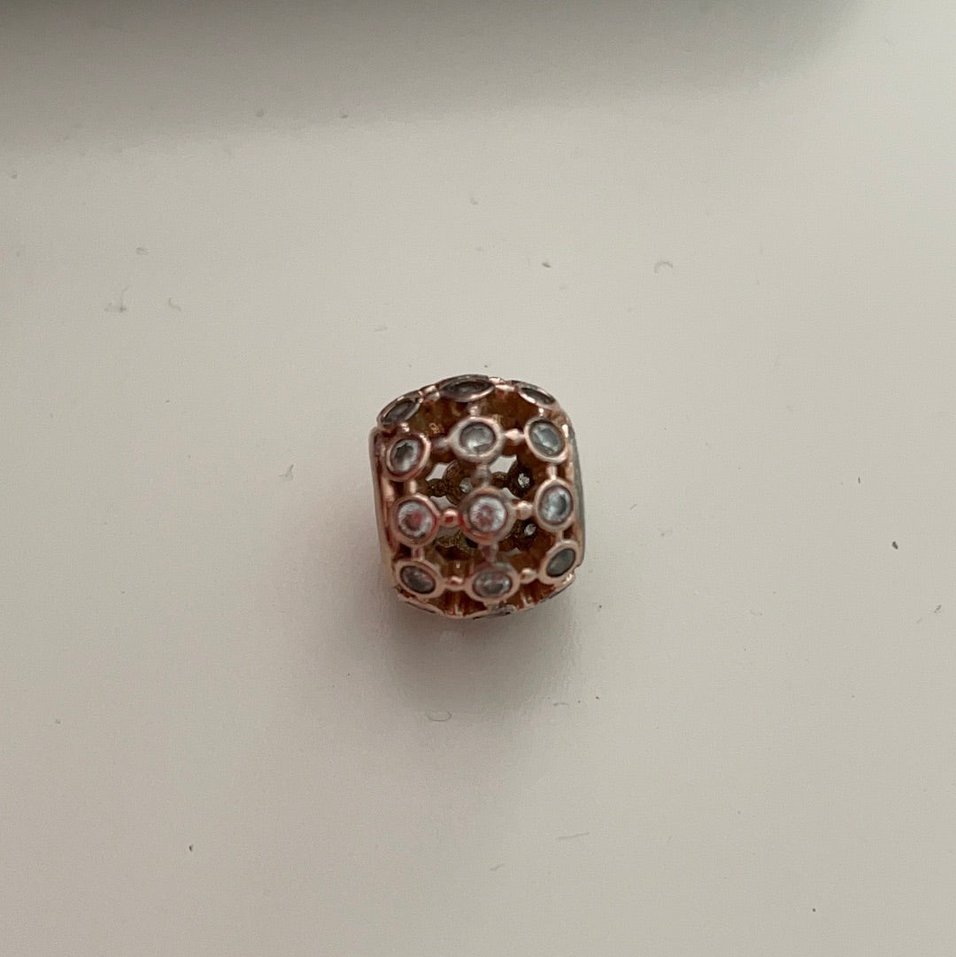 Genuine Pandora Rose Gold Clear Spotlight Cz Charm Openwork