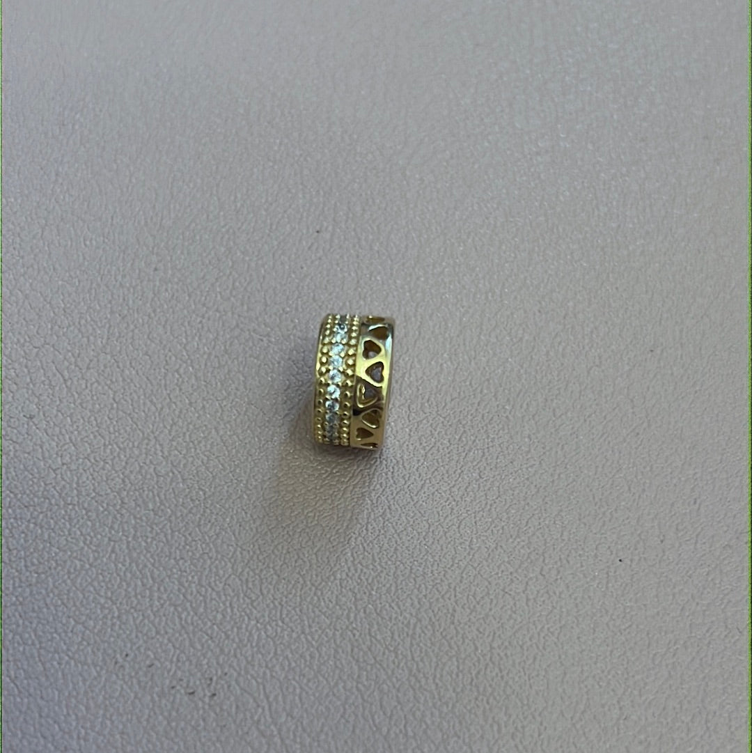 Genuine Pandora Shine Gold Spacer Double Layer Pave and Hearts