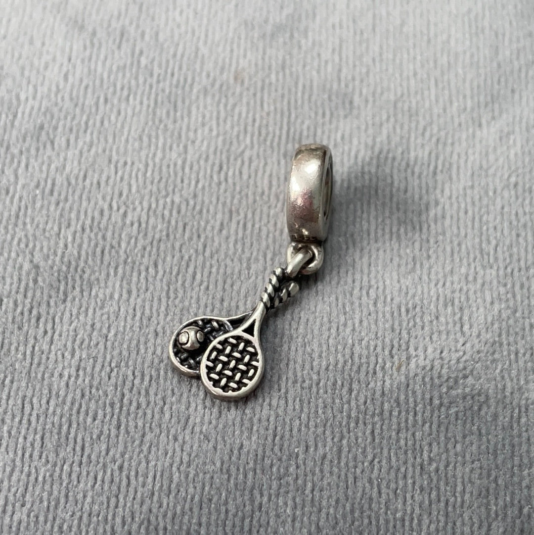 Genuine Pandora Tennis Sports Racket and Ball Charm RARE