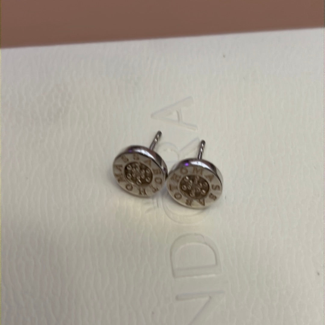 Genuine Thomas Sabo Sterling Silver CZ Logo Circle Earrings