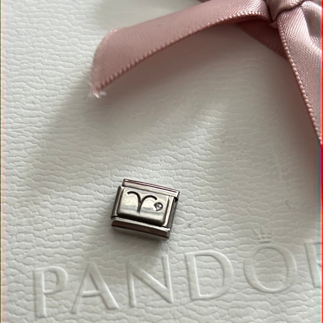 Genuine Nominations Silver Link Charm CZ Horoscope Aries