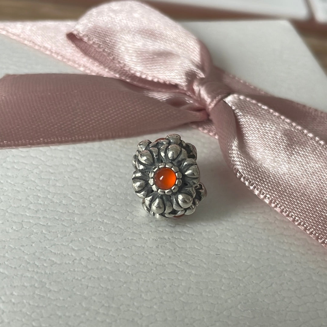 Genuine Pandora Orange Ruby Birthday Bloom Charm