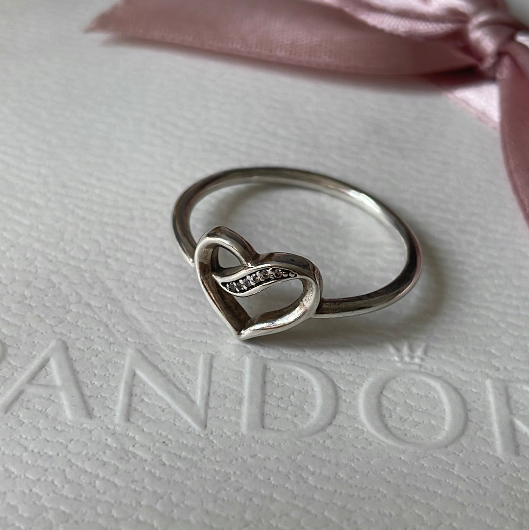 Genuine Pandora Heart Pave Line CZ Ring Size 58