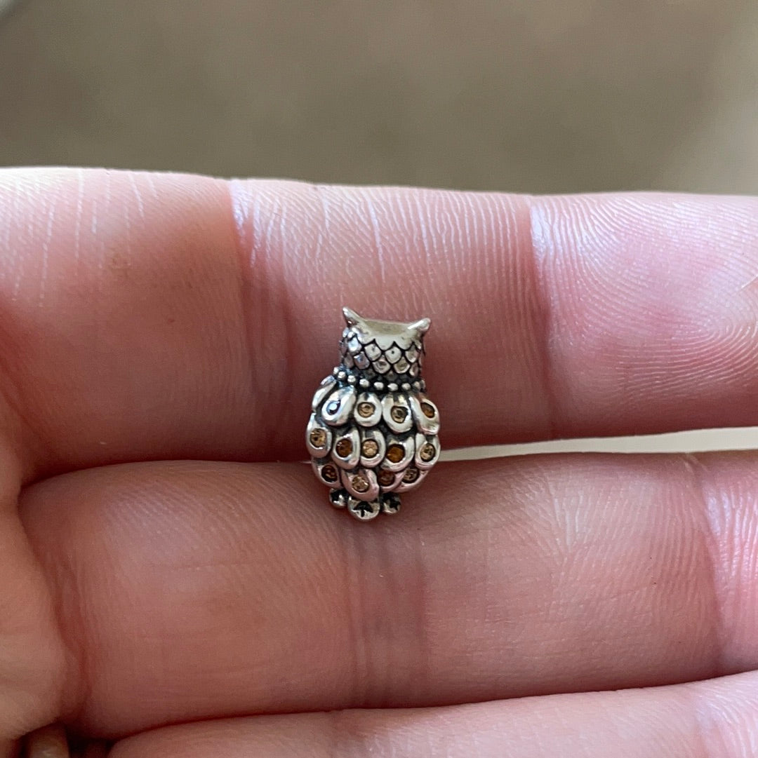 Genuine Chamilia Red Enamel Embellished Owl Animal Charm