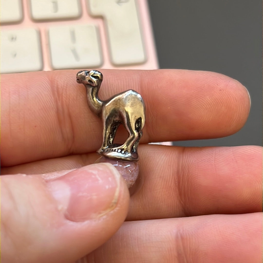 Genuine Trollbeads Camel on Pink Gold Glitter Murano Ball Charm