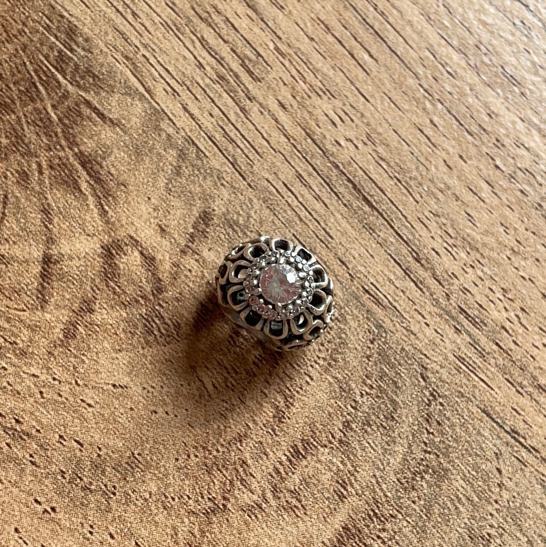 Genuine Pandora Floral Brilliance Openwork Sparkle Clear CZ Charm