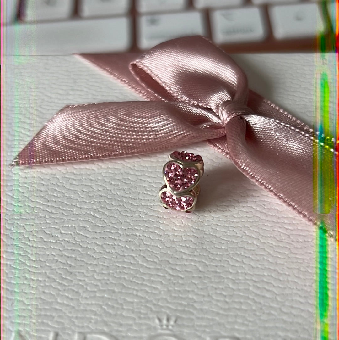 Unbranded Pink CZ Heart Charm Spacer