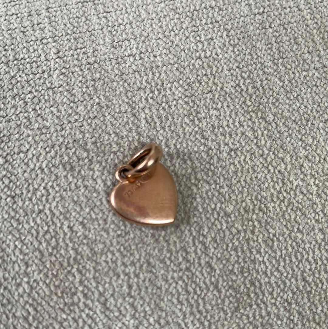 Genuine Pandora Rose Gold Logo Heart Pendant Clear CZ Dangle Charm