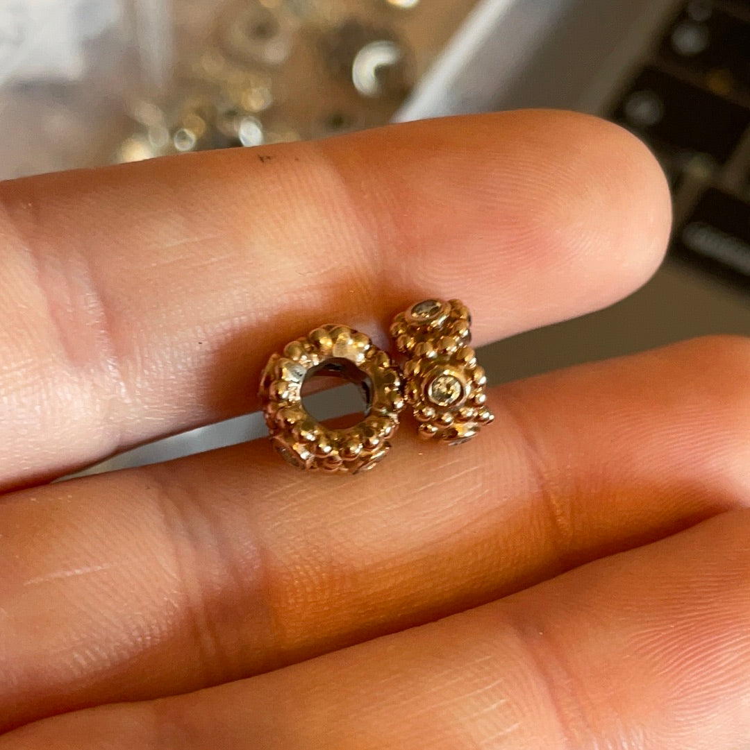Genuine Pandora Her Majesty's Rose Gold Clear Stone Spacers x2 CZ Pave RARE