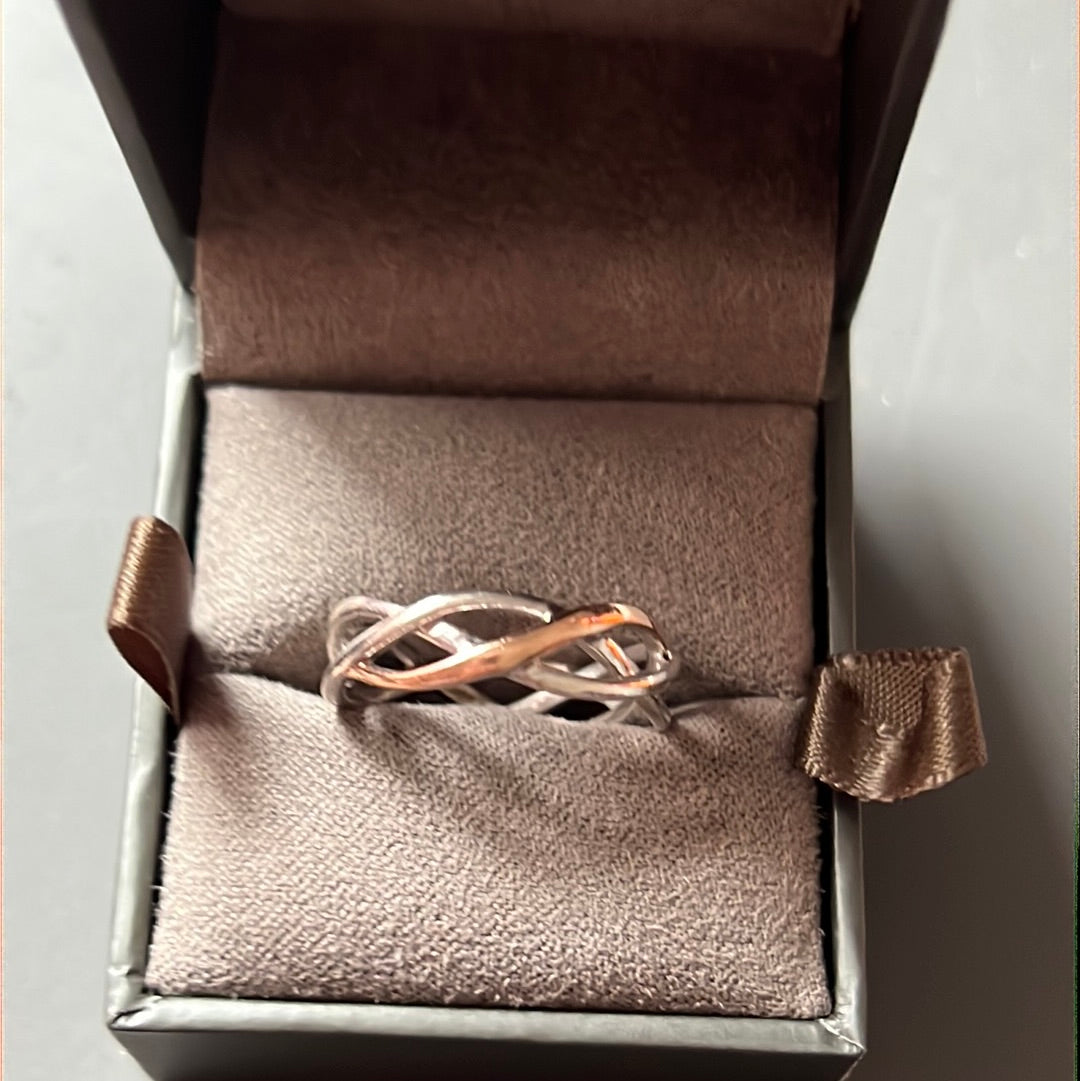Genuine Glogau Sterling Silver Eternal Love Weave Ring Size 54