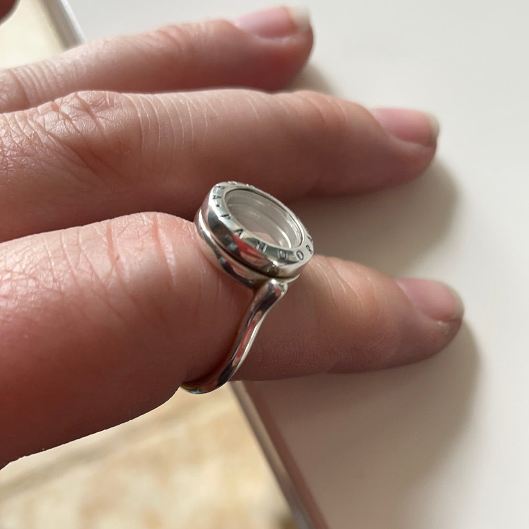 Genuine Pandora Logo Circle Memory Locket Ring Size 52