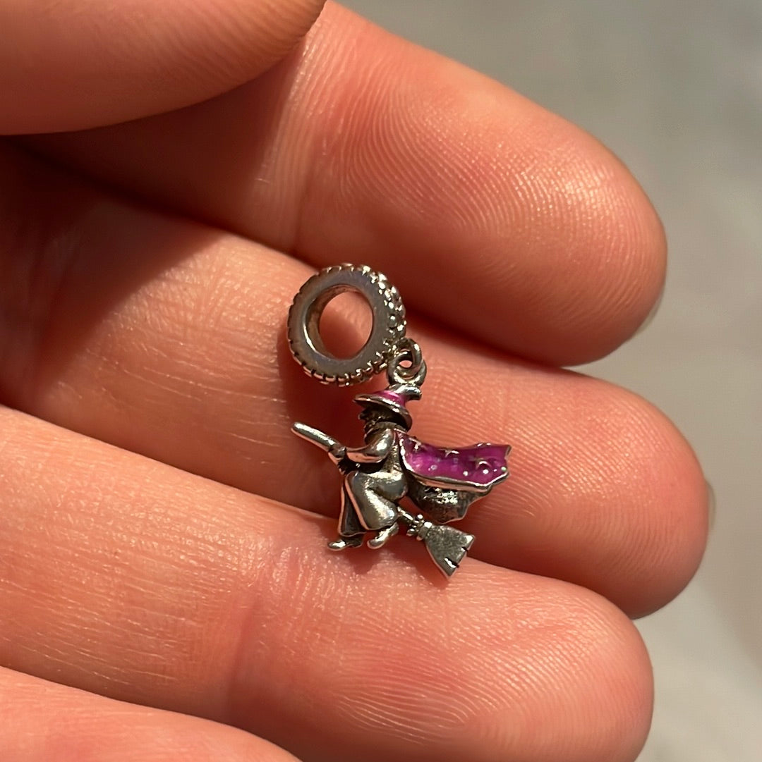 Genuine Gnoce Witch Dangle Halloween Charm With Enamel Cape