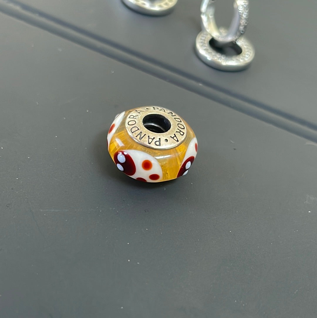 Genuine Pandora Ladybird Orange Murano Glass Charm