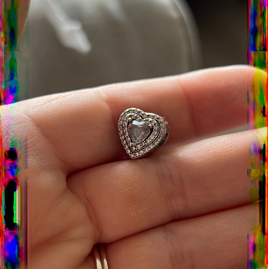 Genuine Pandora Pave Levelled Heart Charm
