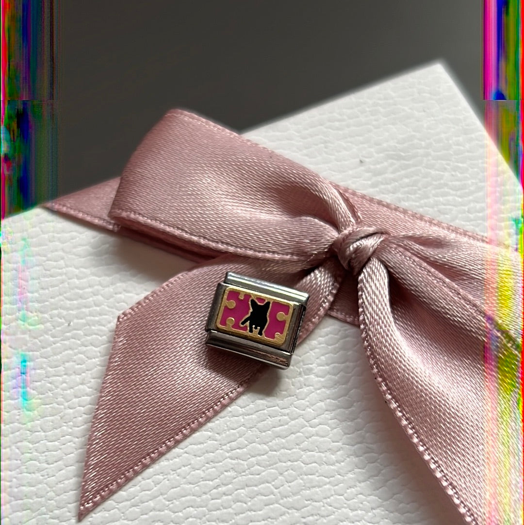 Genuine Nomination Silver Link Charm Two Tone Enamel Dog Pet Jigsaw Puzzle