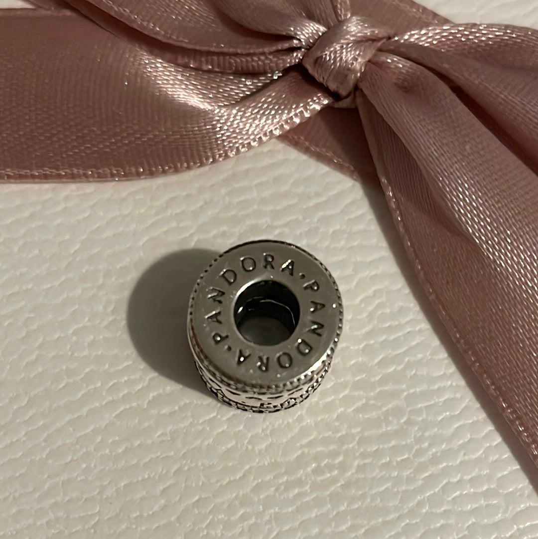 Genuine Pandora Pave Logo Hearts Spinning Charm