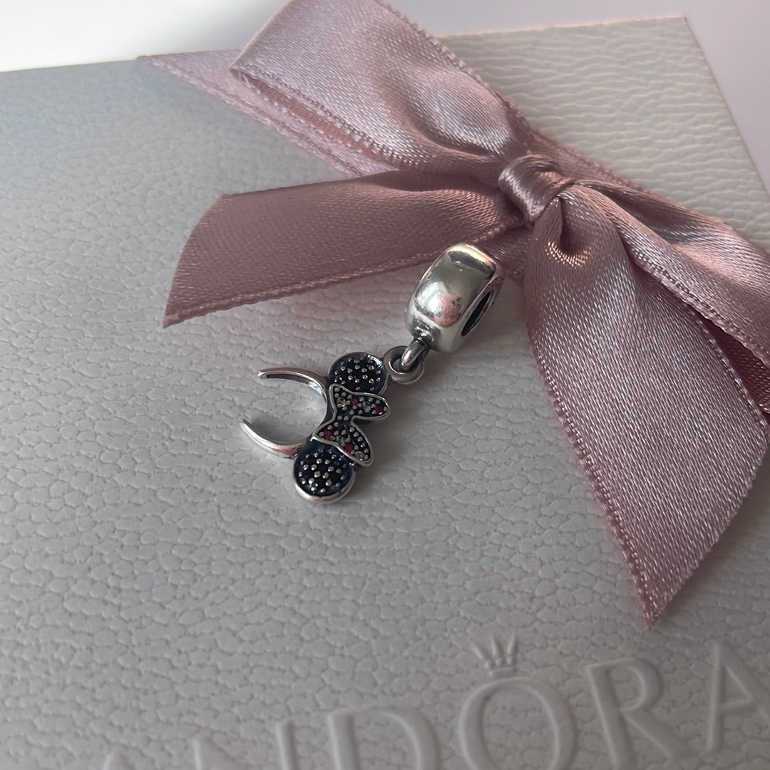 Genuine Pandora Disney Minnie Mouse Pave Ears With Pink Bow