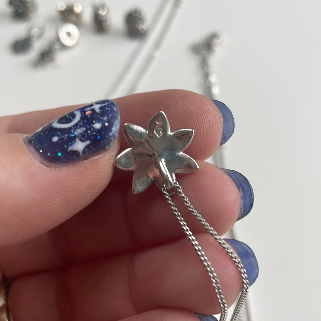 Genuine Swarovski Pave Crystal Cream Flower Poinsettia Necklace 49cm