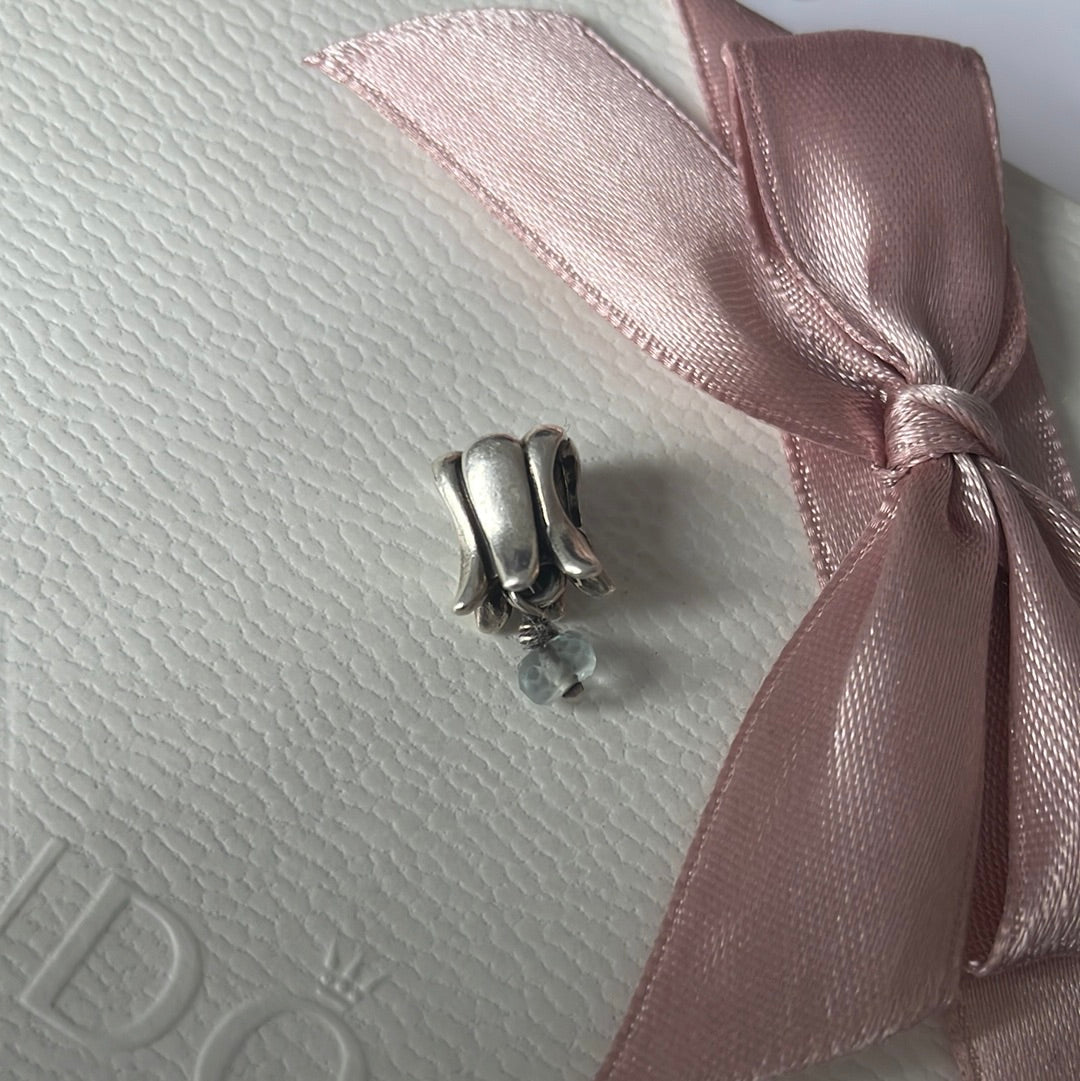 Genuine Pandora Dangle Tulip With Dangle Stone HTF Charm