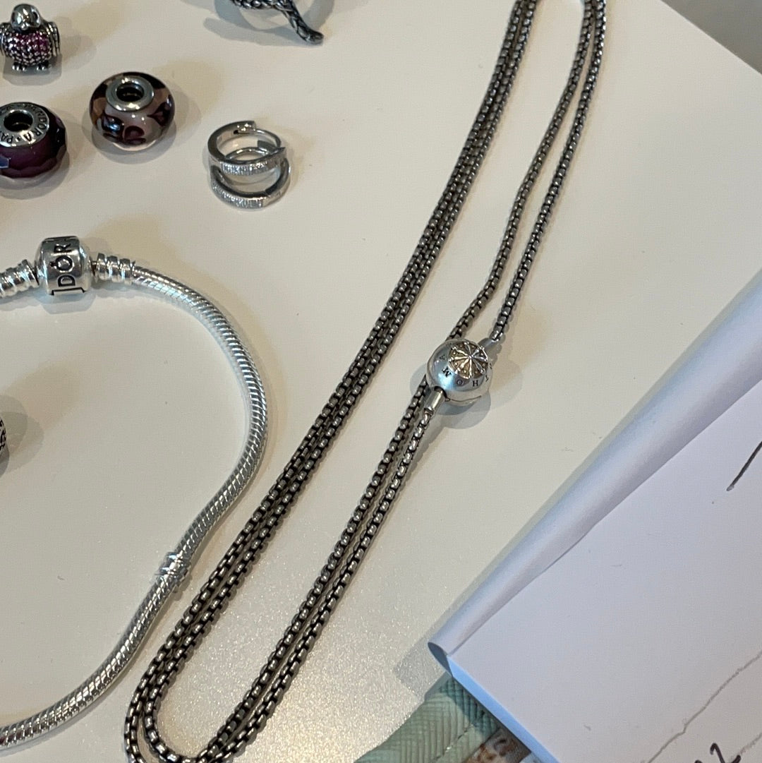 Genuine Thomas Sabo Sterling Silver Blackened Necklace Chain 45cm