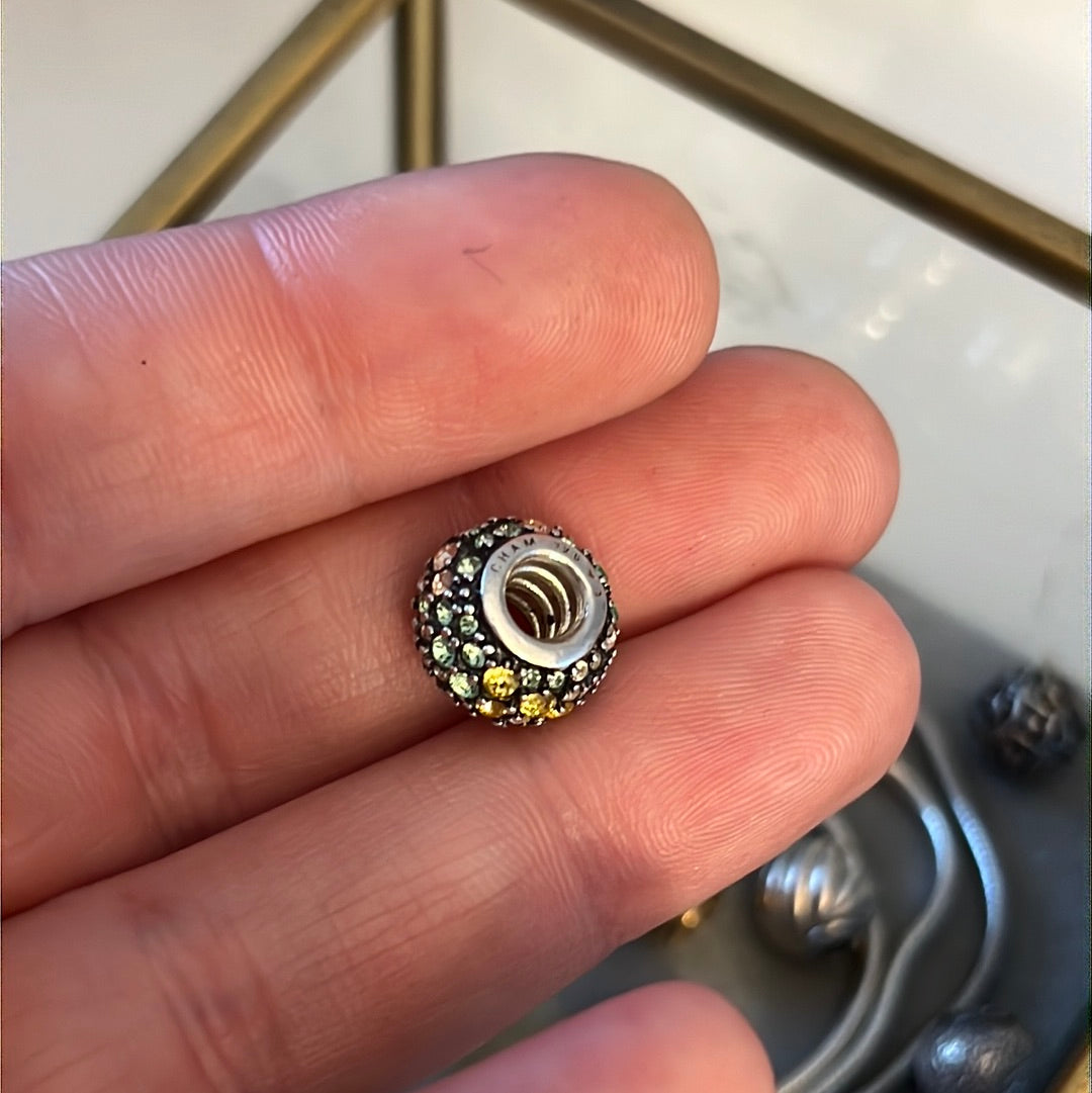Genuine Chamilia Green and Gold CZ Sparkle pave charm