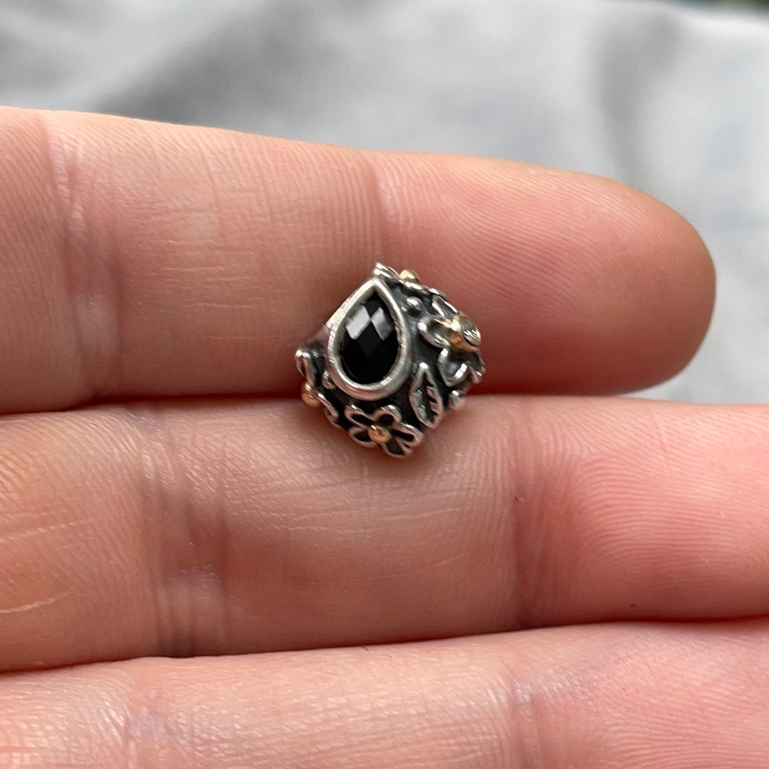 Genuine Pandora Black Onyx Charm Dew Drop RARE HTF