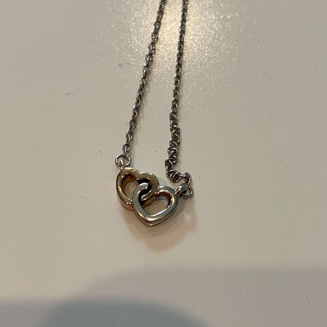 Genuine Pandora Two Tone Heart Dainty Gold Necklace 44cm