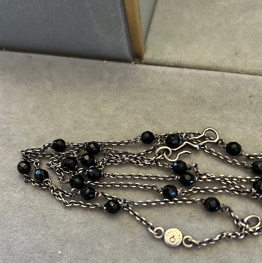 Genuine Pandora RARE and Beautiful Onyx Stones Toggle Necklace