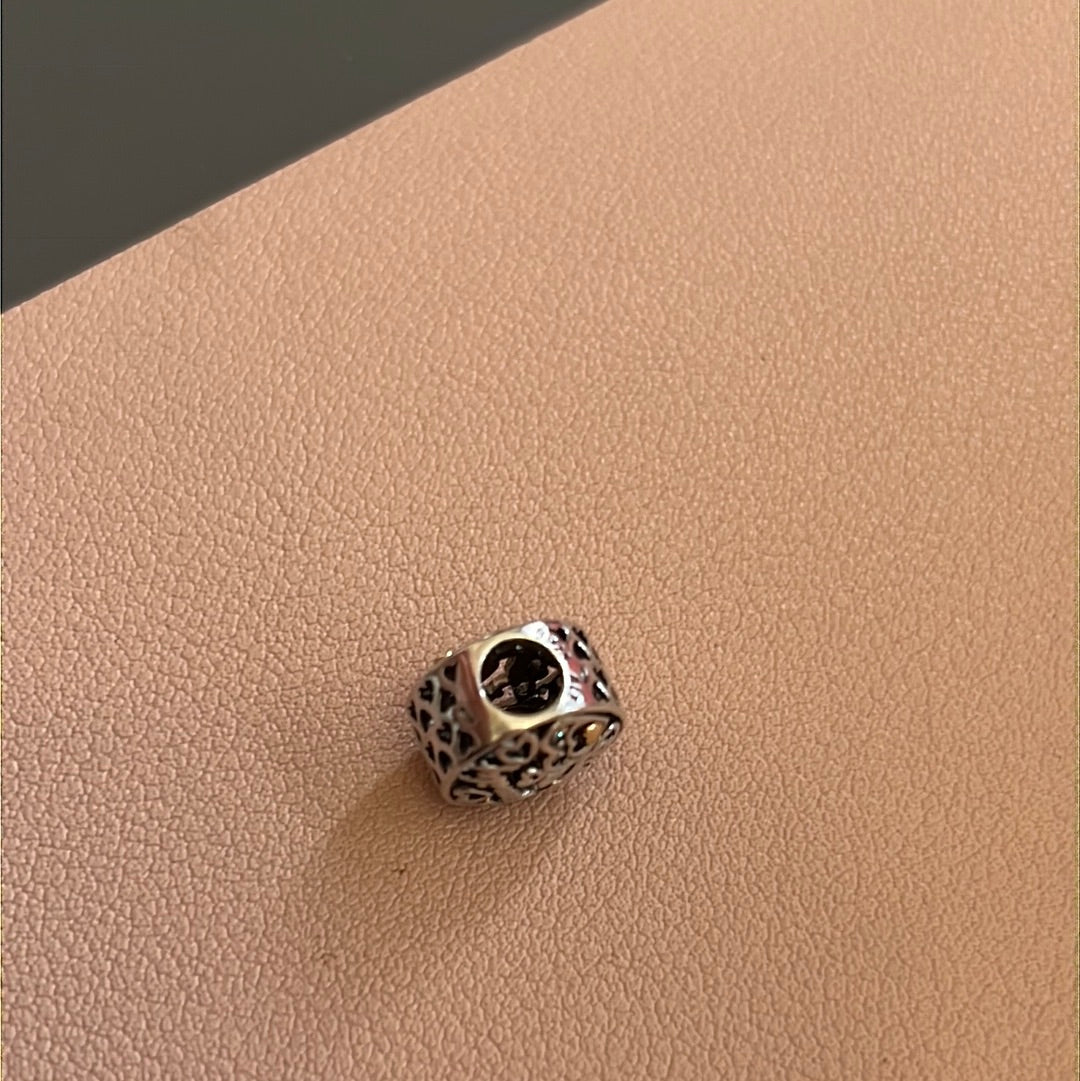 Genuine Pandora Two Tone Openwork Family Charm With Bows and Hearts
