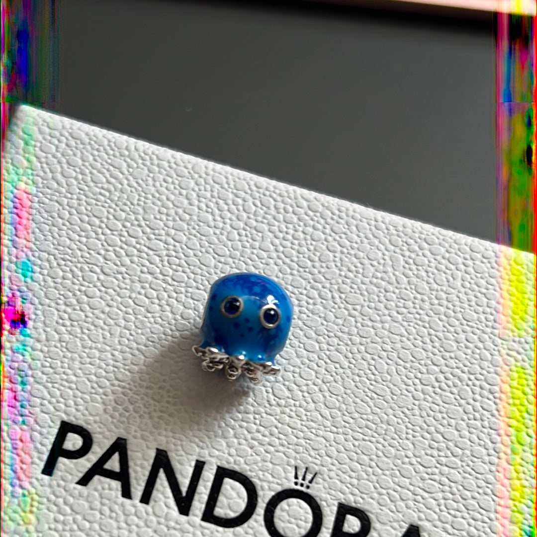 Genuine Pandora New Summer  Enamel Ocean Bubbles and Waves Octopus Charm
