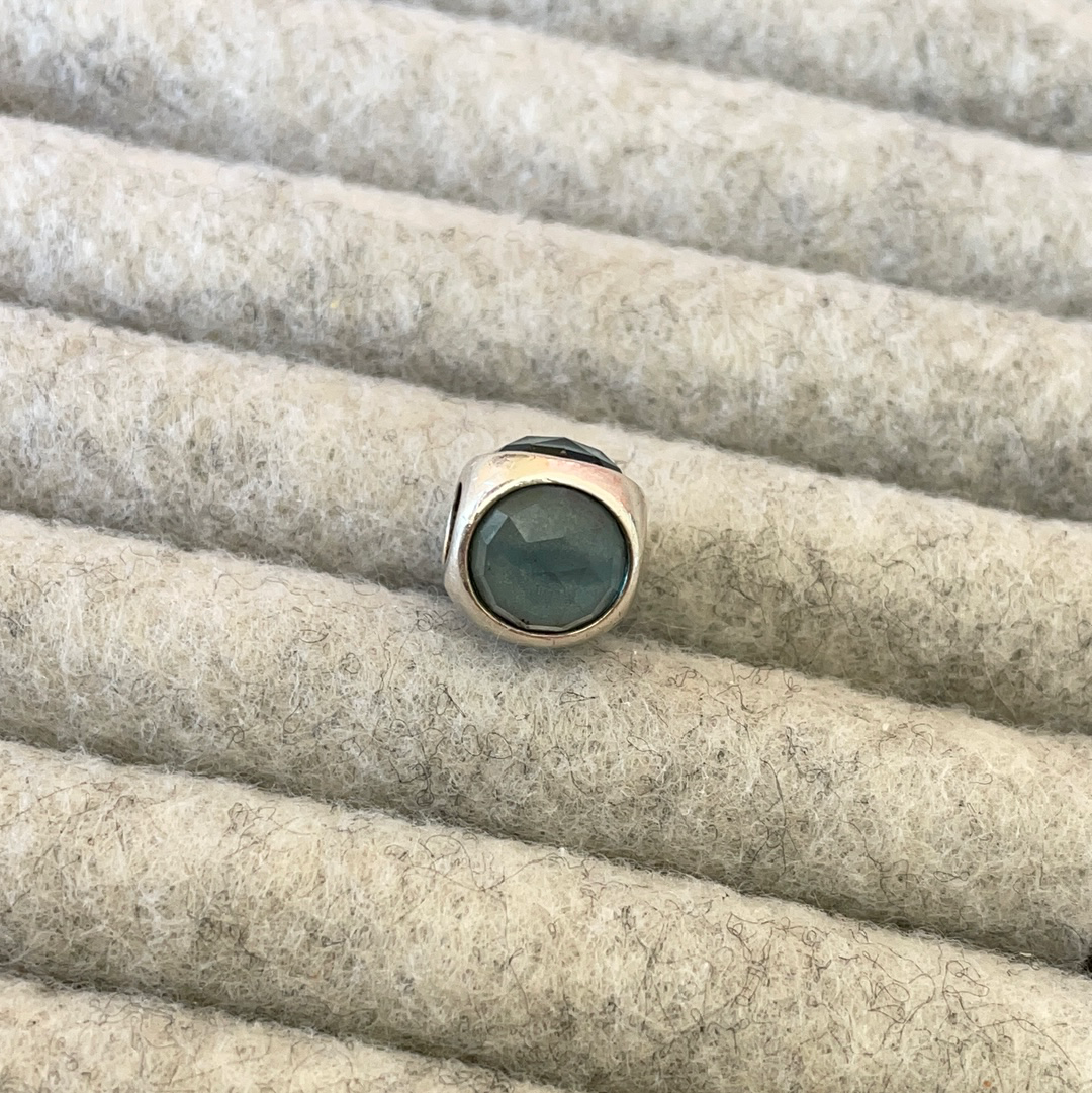 Genuine Pandora Radiant Silver Grey Droplet Stone, Three Stone Charm