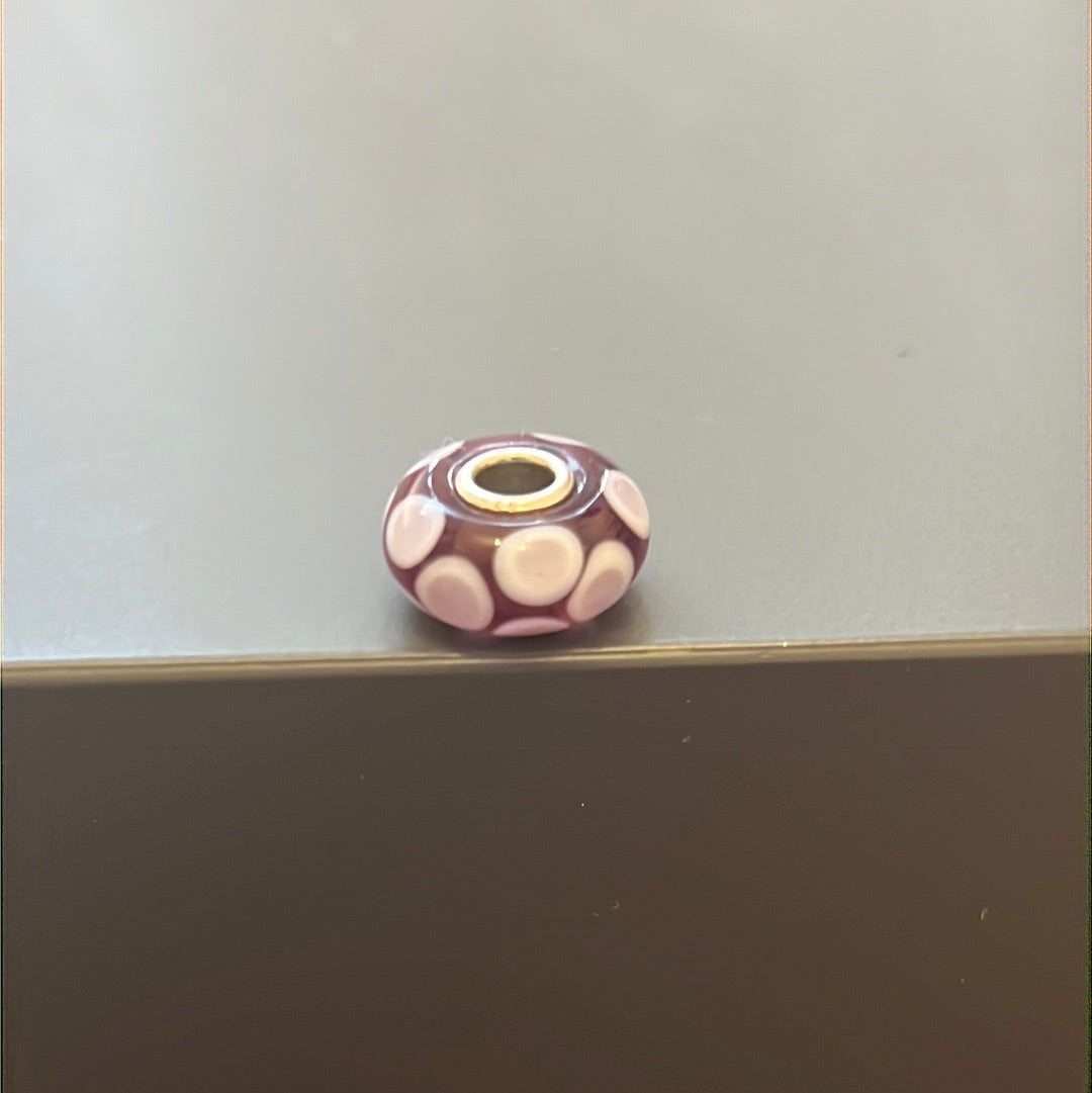 Genuine Trollbeads Purple Polka Dot Murano Charm