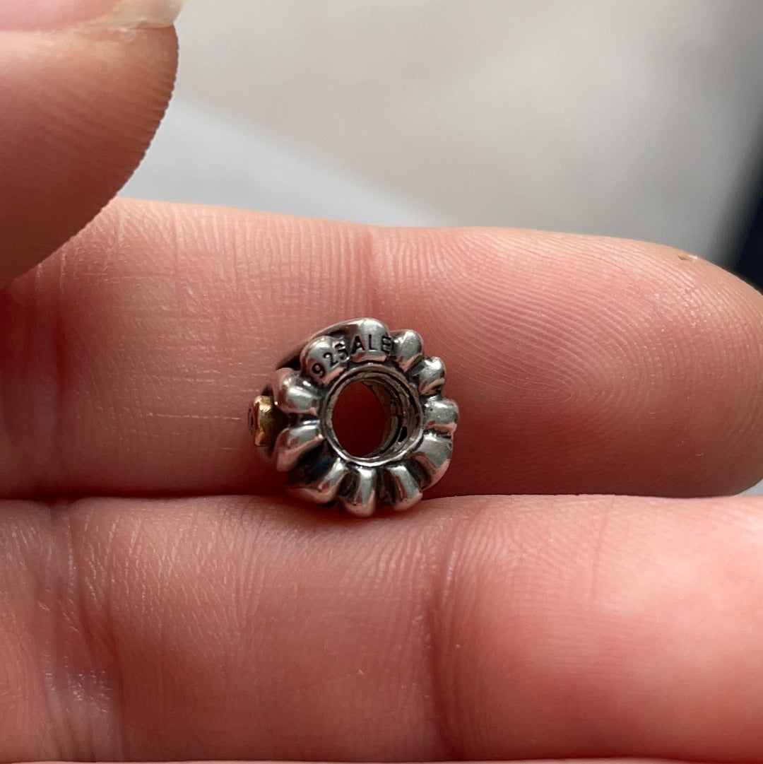 Genuine Pandora Two Tone Diamond XOXO HTF Charm