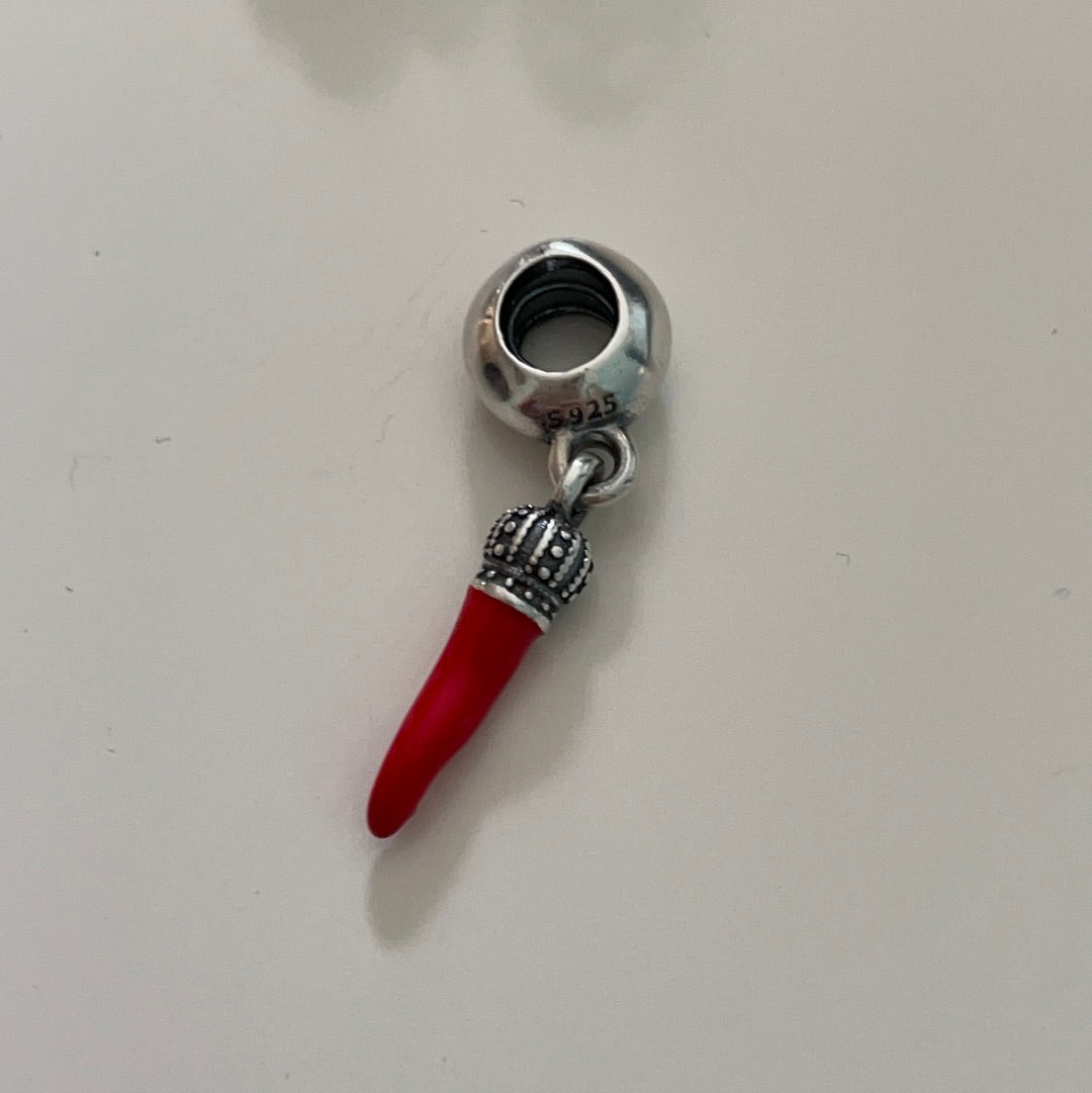 Genuine Pandora Red Enamel Horn Chilli Pepper Dangle Charm