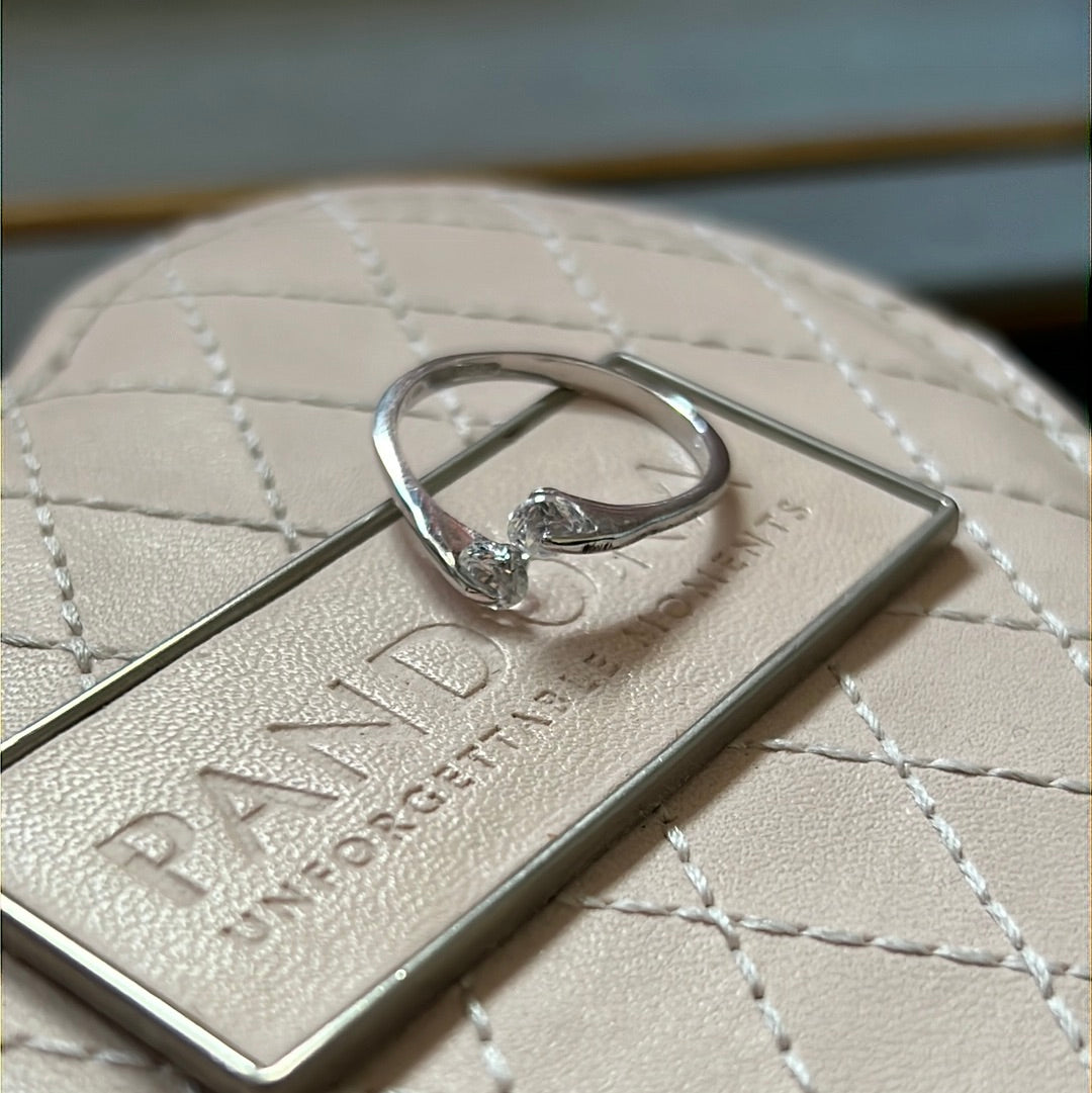 Sterling Silver Pave and CZ Open Ring Size 56 (slightly adjustable)