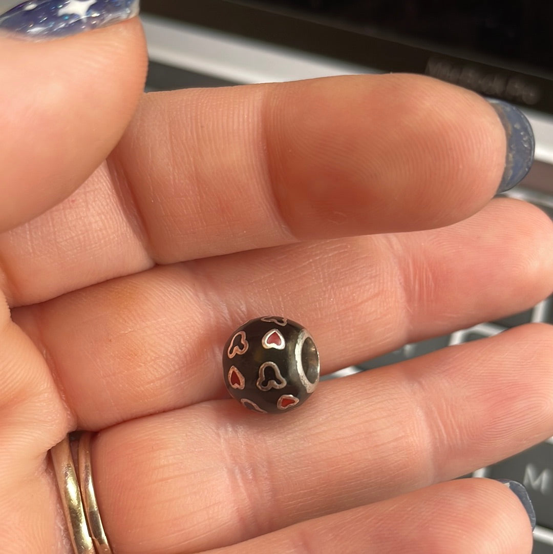 Genuine Pandora Disney Black Enamel Mickey Heart Charm