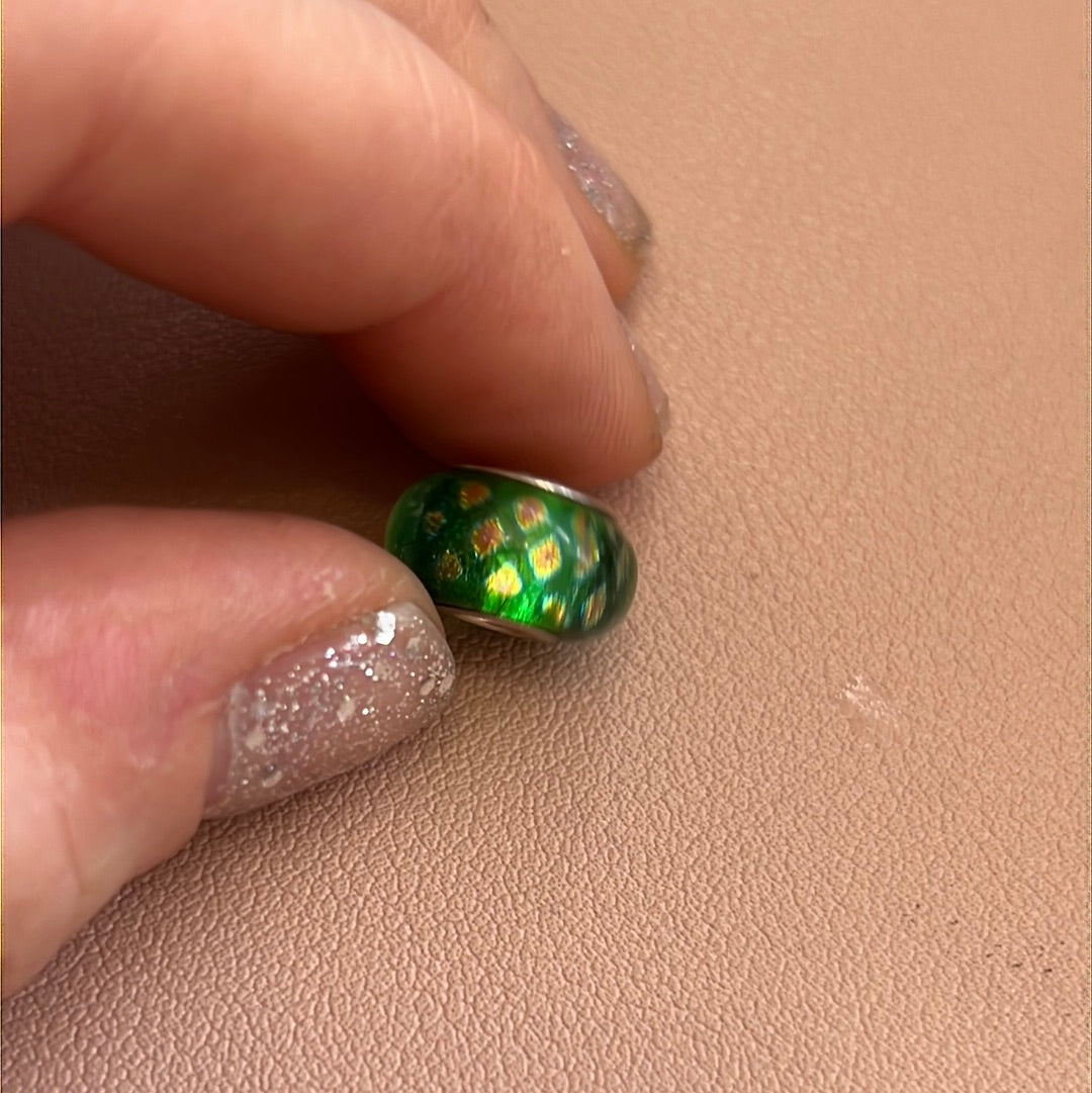 Genuine Chamilia Murano Green with Gold Diamonds