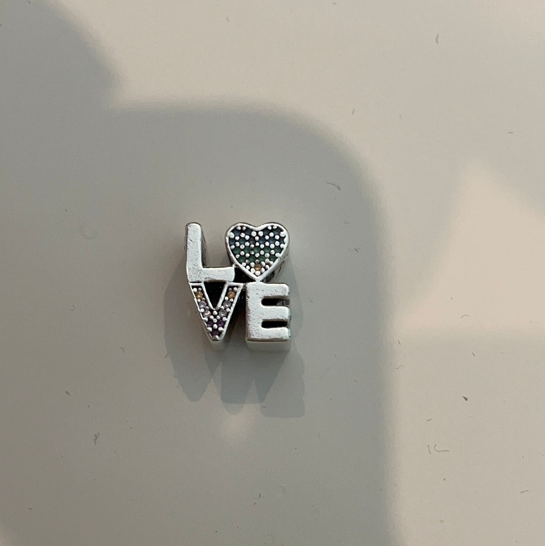 Genuine Pandora LOVE With Rainbow Pave Charm