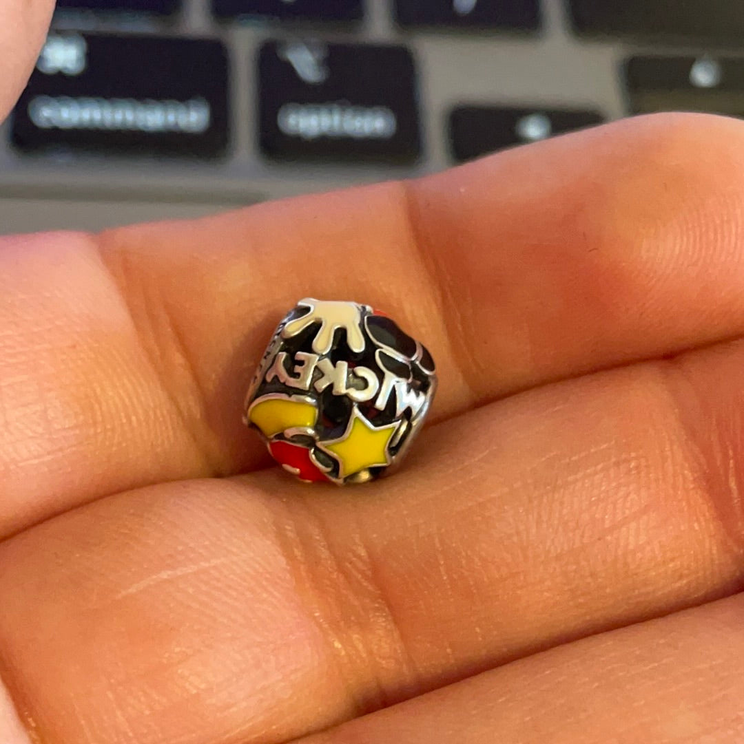 Genuine Pandora Disney Parks Exclusive Enamel Mickey Mania Openwork Charm