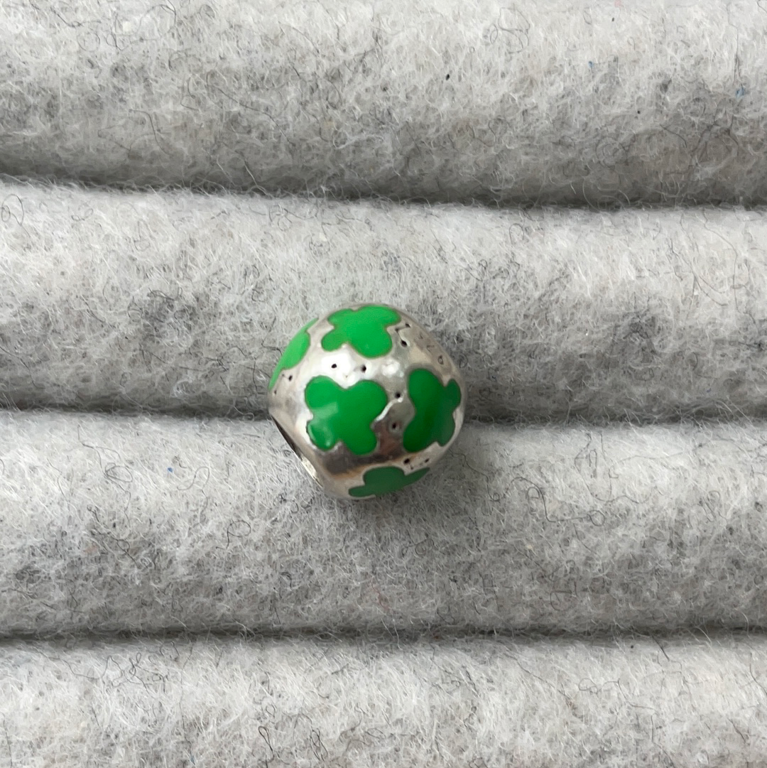 Genuine Pandora Green Enamel Butterfly Ball Silver Charm