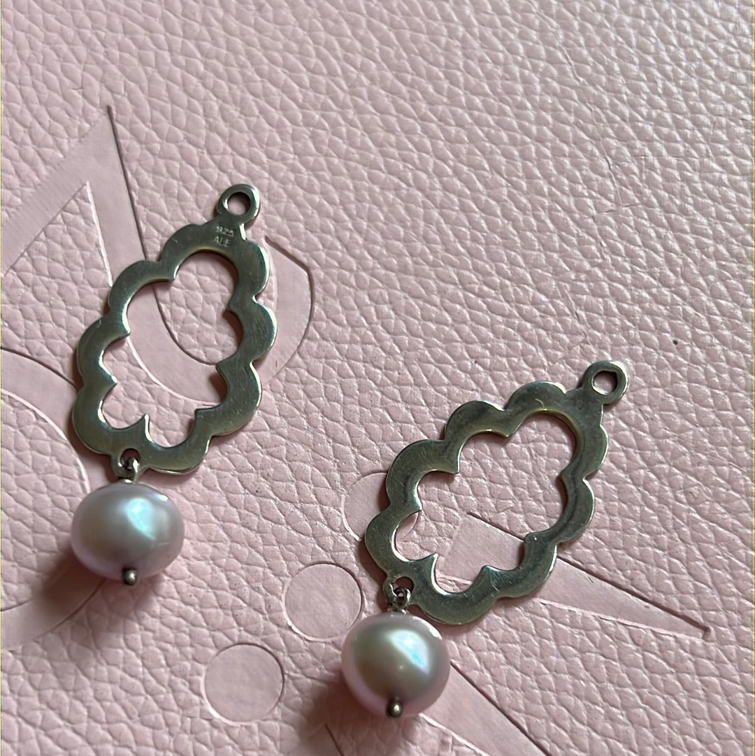 Genuine Pandora Scalloped Silver Dangle Earring Charms (Compose)