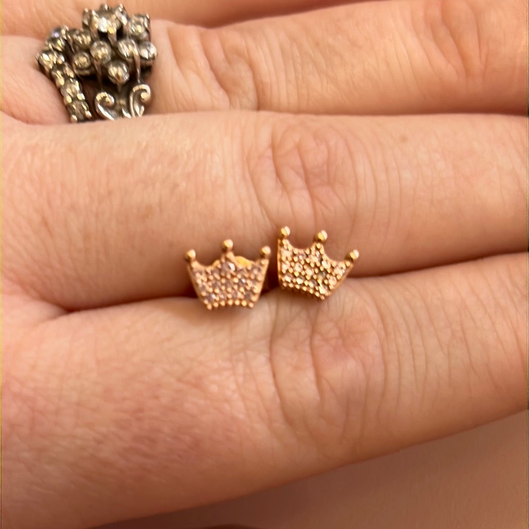 Genuine Pandora Crown Pave Earrings Studs