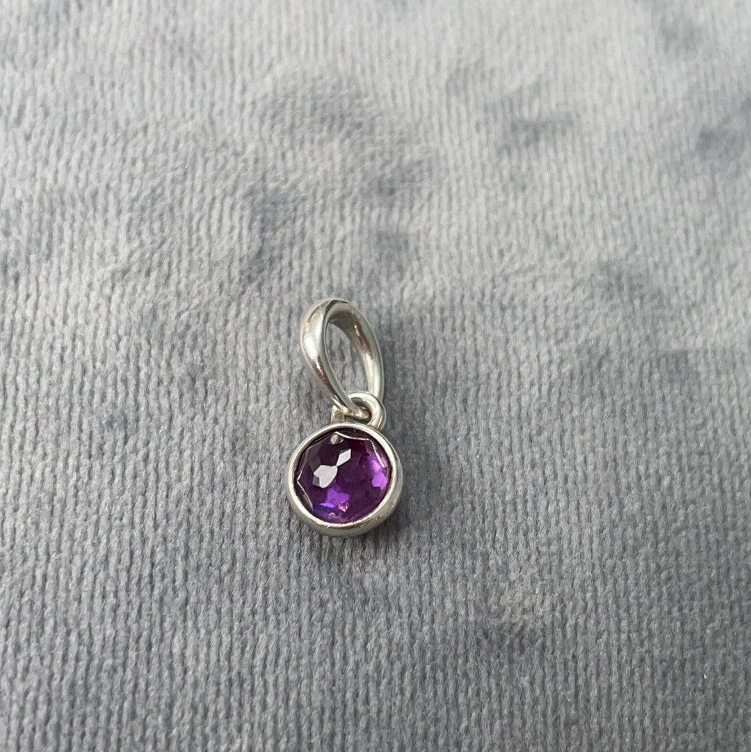 Genuine Pandora Purple Amethyst Birthstone Droplet Dangle Charm