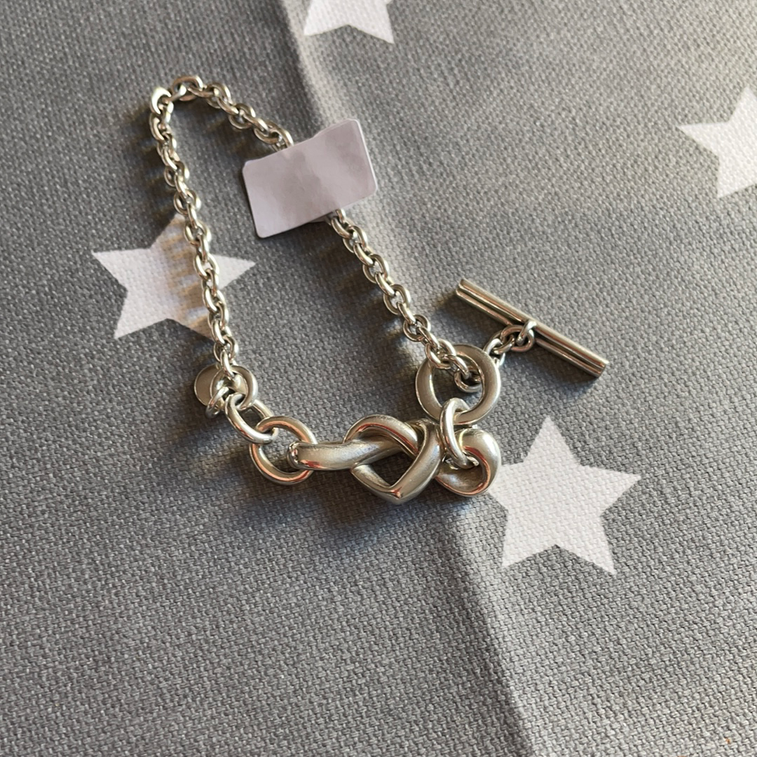 Genuine Pandora Chain Bracelet New Style Twisted Heart T Clasp 18cm