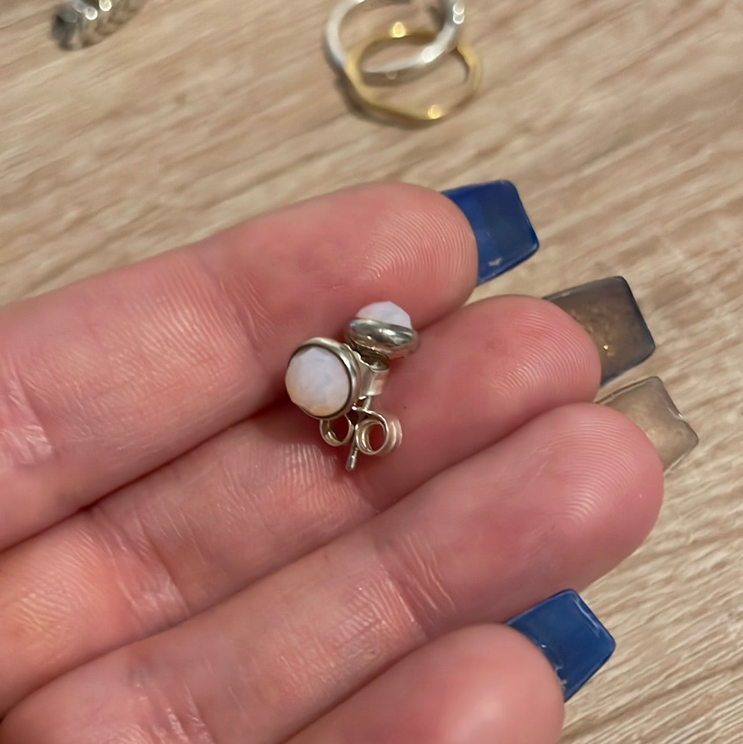 Genuine Pandora Pink Opal October Birthstone Earrings